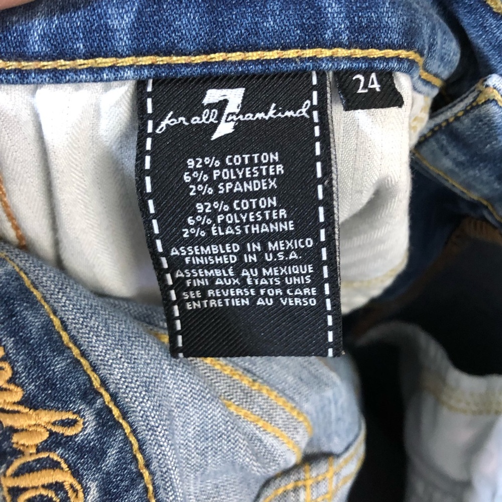 7 For All Mankind Dylan Split / Raw Hem Straight Leg Jeans Sz 24 - Picture 6 of 8
